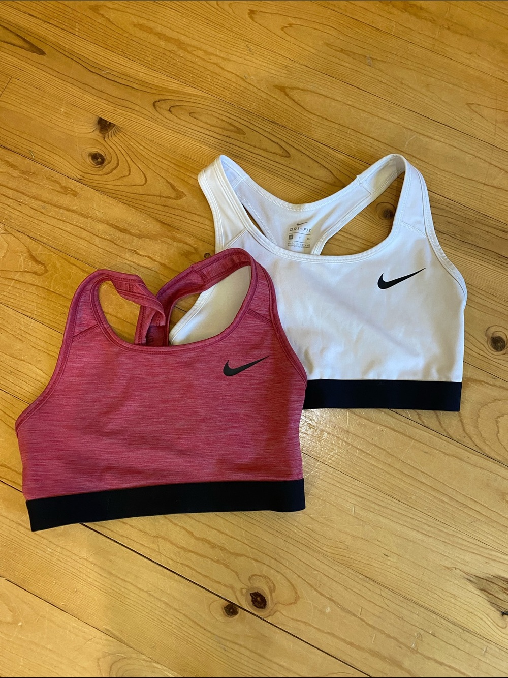 Nike Dri-FIT Racerback Sports Bras - White & Red Heather